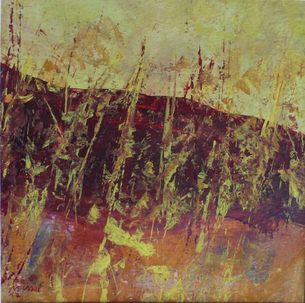 Landschaft, rot - gelb, Acryl, 2017, Privatbesitz