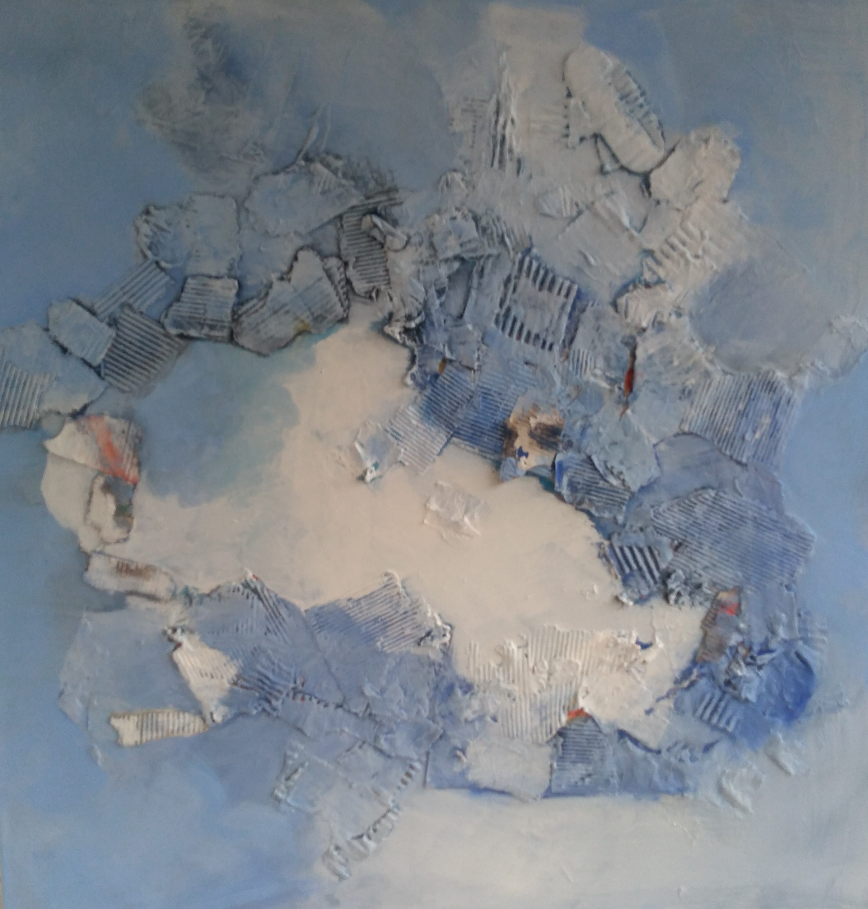 Collage blau - weiß " weiße Insel "